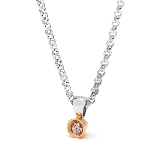 Mylena Bezel Pink Diamond Silver Necklace