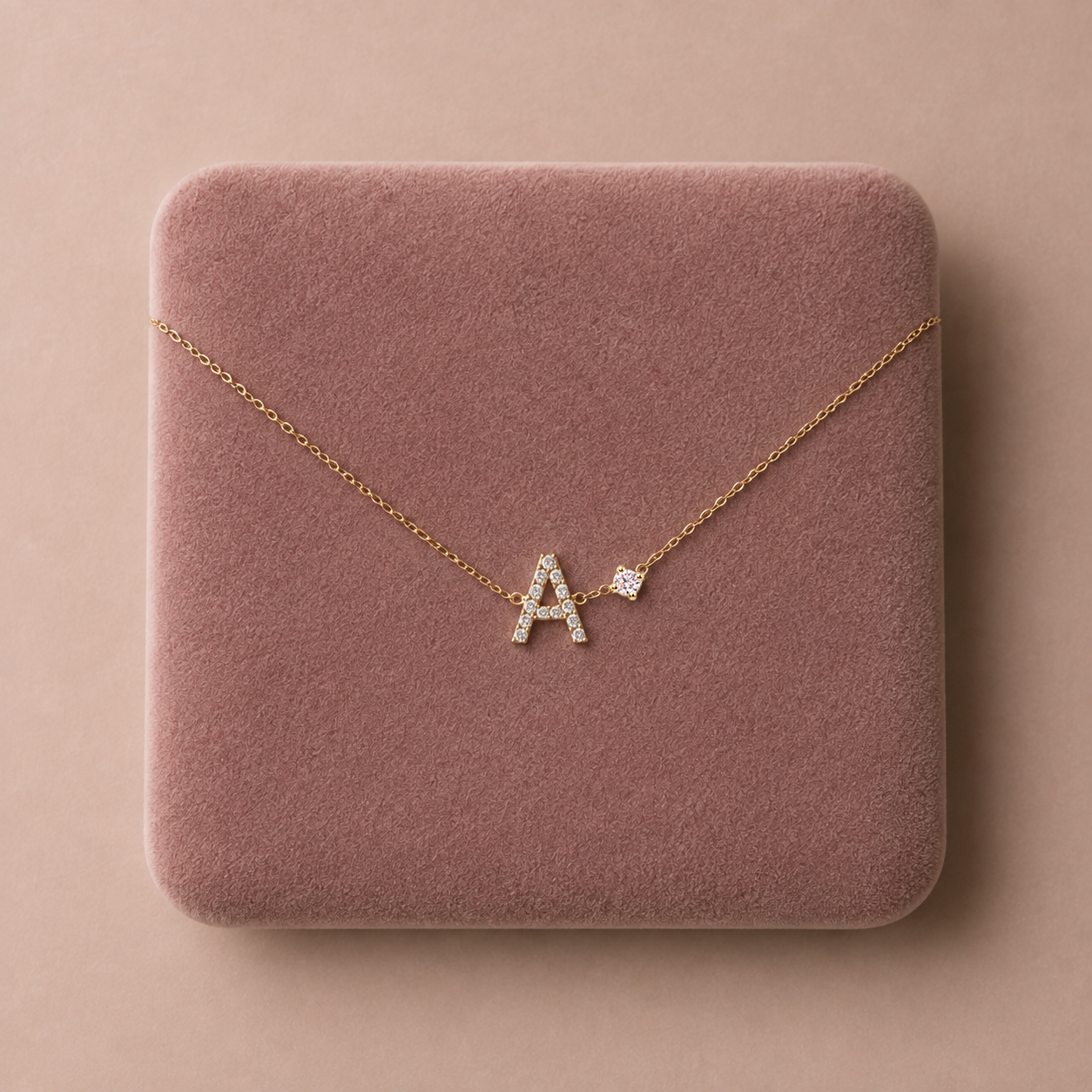 Pink Diamond Letter Necklace