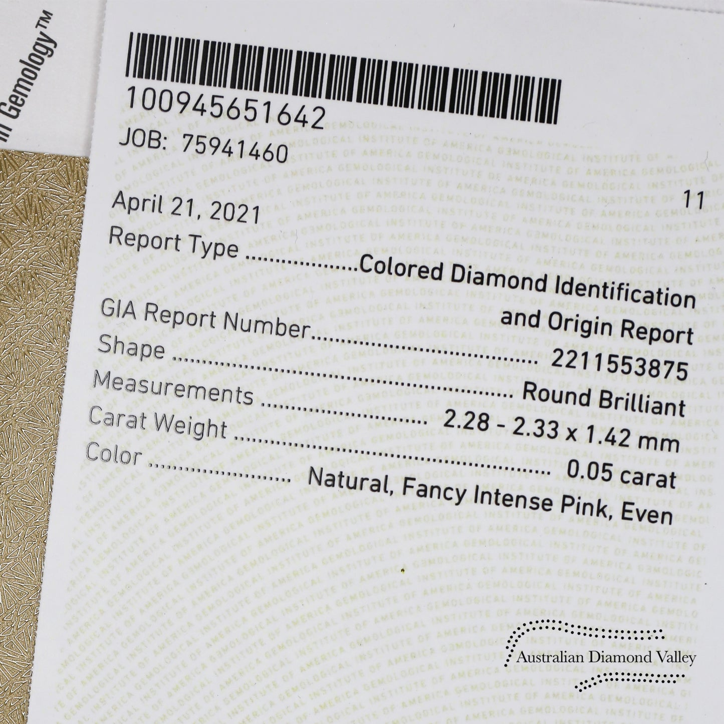 0.05ct Authentic Australian Pink Argyle Origin Diamond - 2P