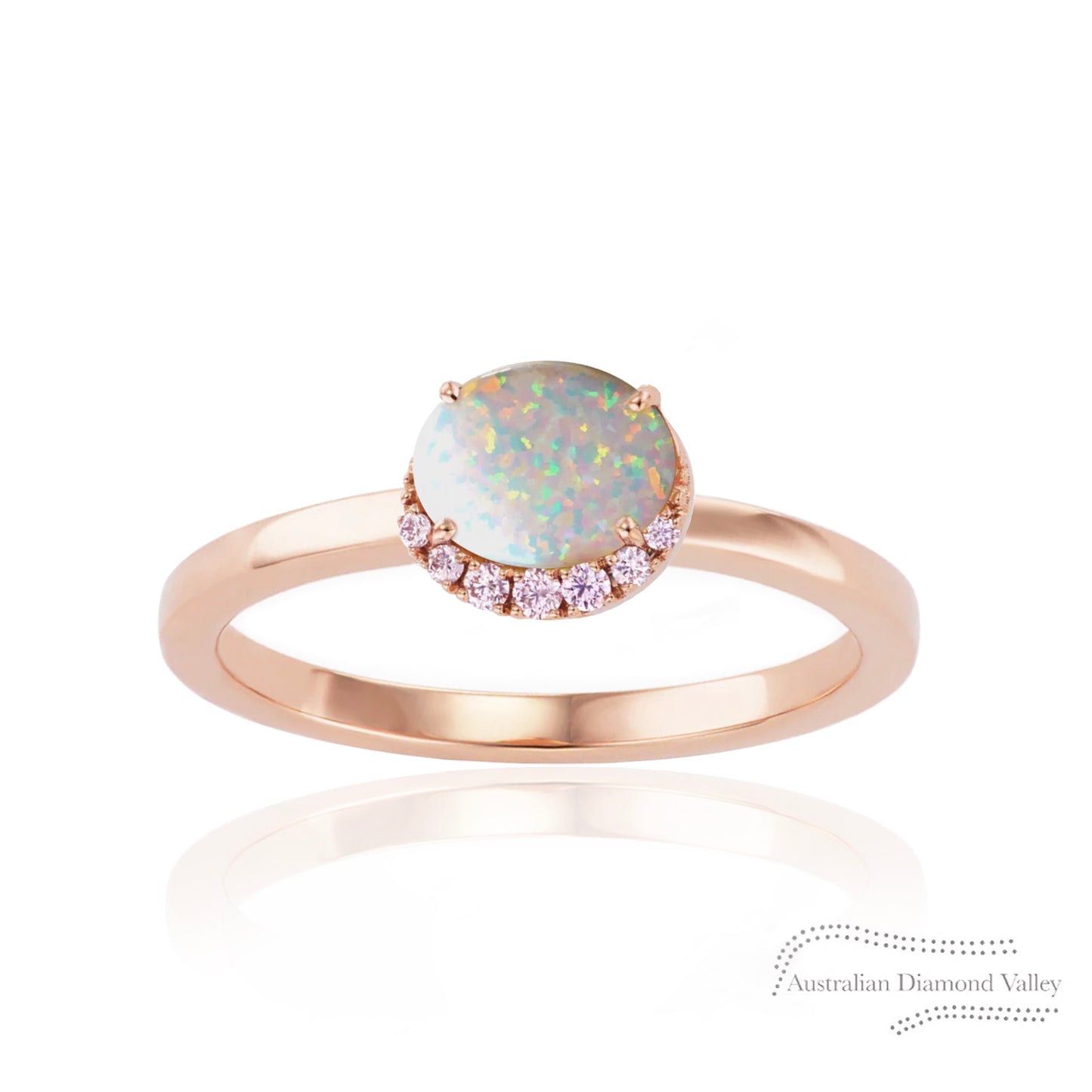 Eclypse Australian Opal & Pink Argyle Australian Diamond Ring - 8P