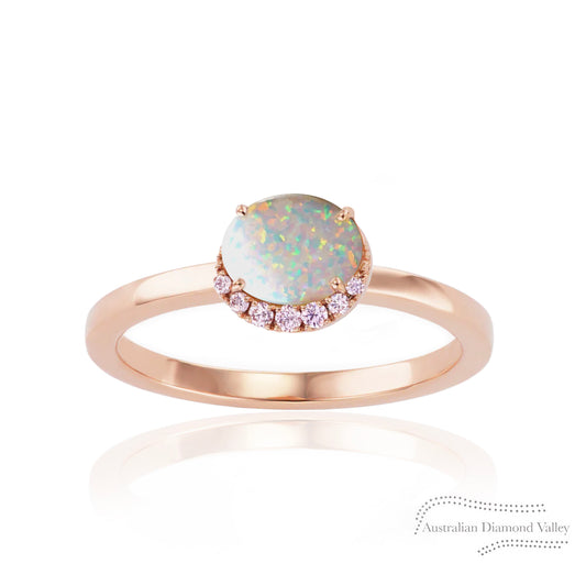 Eclypse Australian Opal & Pink Argyle Australian Diamond Ring - 8P