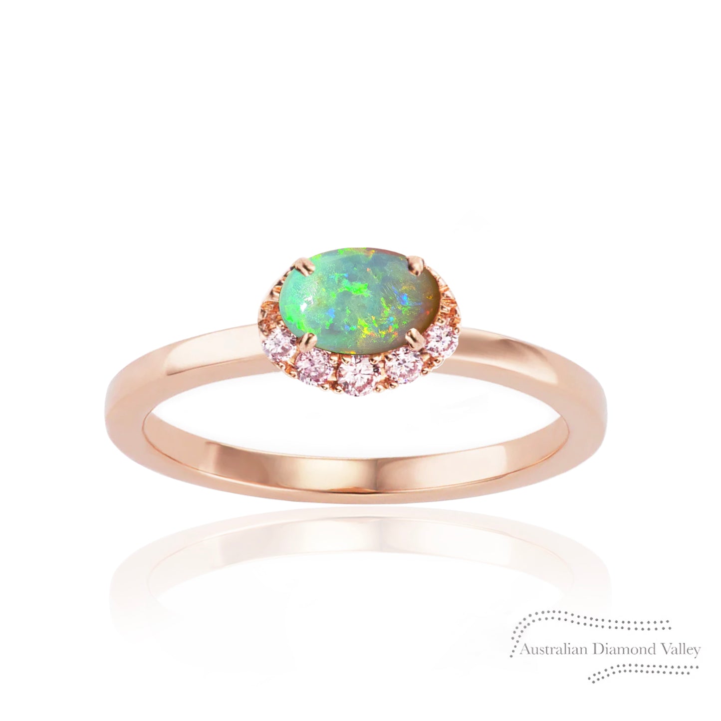 Nova Australian Opal & Pink Argyle Australian Diamond Ring - 8P