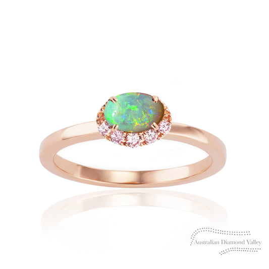 Nova Australian Opal & Pink Argyle Australian Diamond Ring - 8P