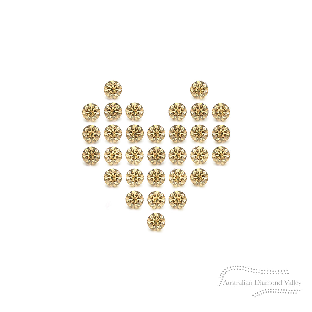 Sparkle Hearts .155ct Authentic Australian Champagne Argyle Origin Diamonds - C5