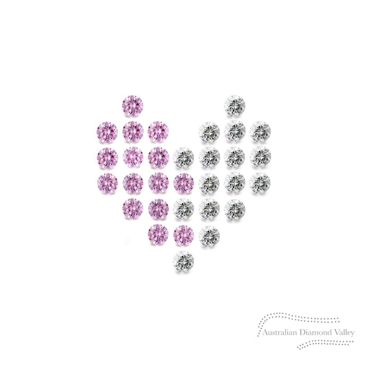 Sparkle Hearts .155ct Authentic Australian Pink Argyle Origin Diamonds - 5P & White