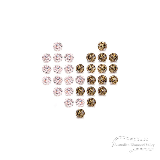 Sparkle Hearts .155ct Authentic Australian Pink & Cognac Argyle Origin Diamonds - 8P & C7