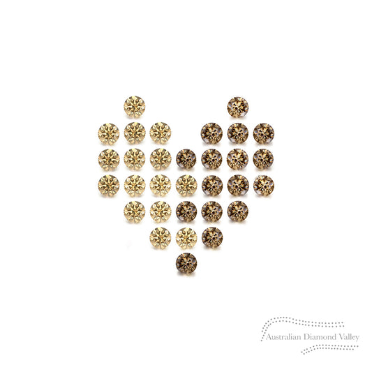 Sparkle Hearts .155ct Authentic Australian Champagne & Cognac Argyle Origin Diamonds - C5 & C7