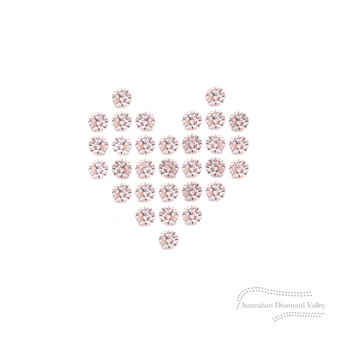 Sparkle Hearts .155ct Authentic Australian Pink Argyle Origin Diamonds - 8P