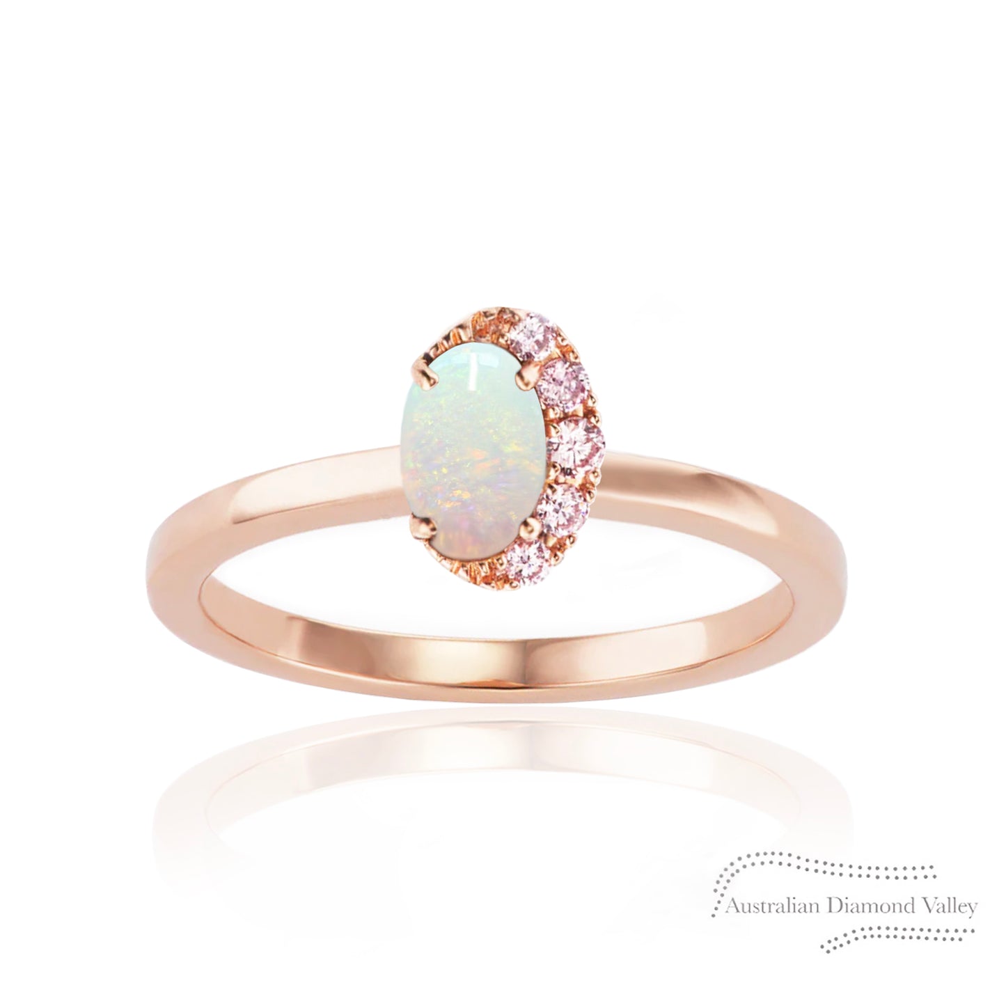 Celestial Australian Opal & Pink Argyle Australian Diamond Ring - 8P