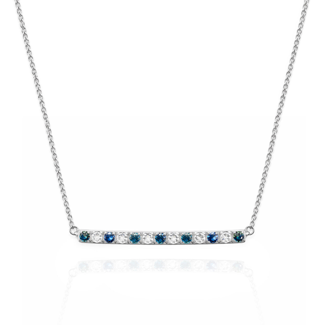 Necklace with blue gemstones on a white background australian sapphires