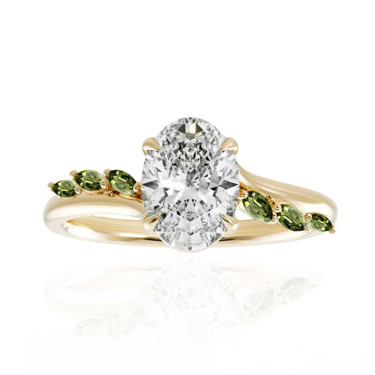 Green Trellis Sapphire Accent Ring