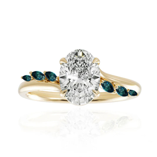 Trellis Teal Sapphire Accent Ring
