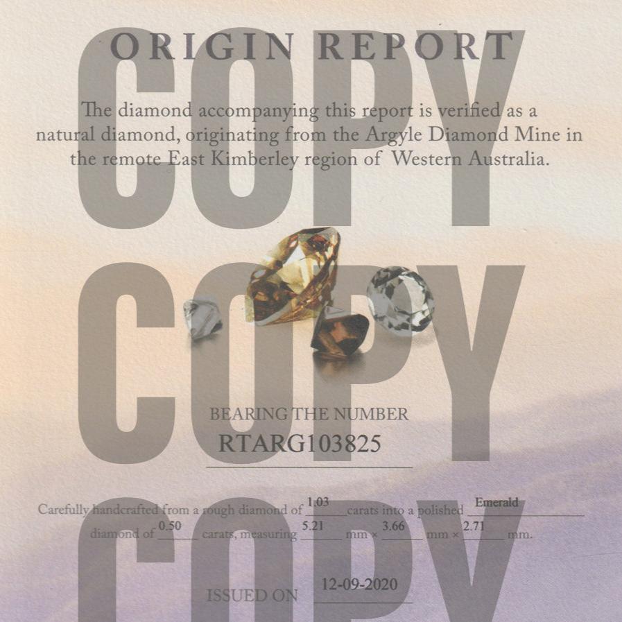 0.50ct Authentic Australian Champagne Argyle Origin Emerald Diamond - C5