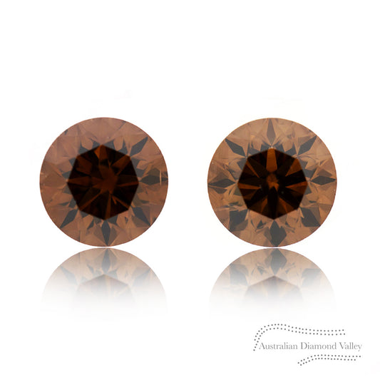 1.40ct Authentic Australian Cognac Argyle Origin Round Diamond Matched Pairs - C7
