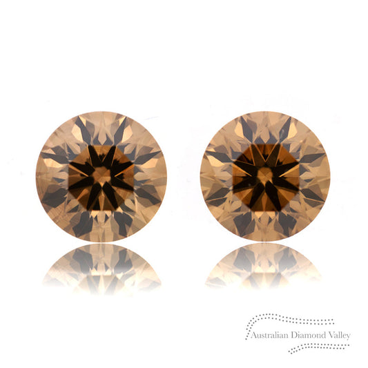 1.45ct Authentic Australian Champagne Argyle Origin Round Diamond Matched Pairs - C6
