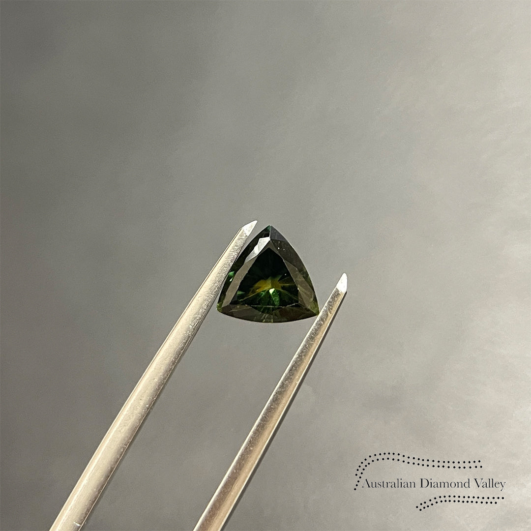 1.10ct Australian Yellow/Green Parti Sapphire Trillion Cut