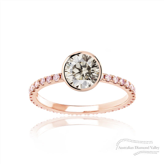 Callista Champagne & Pink Argyle Australian Diamond Ring - C2 & 8P