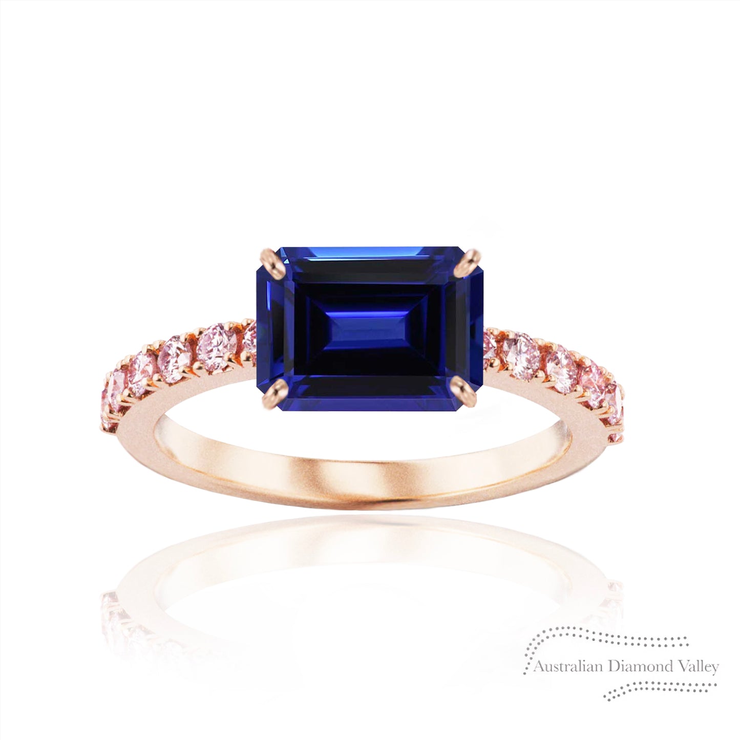 Sybilla Blue Sapphire & Pink Argyle Australian Diamond Ring - 8P