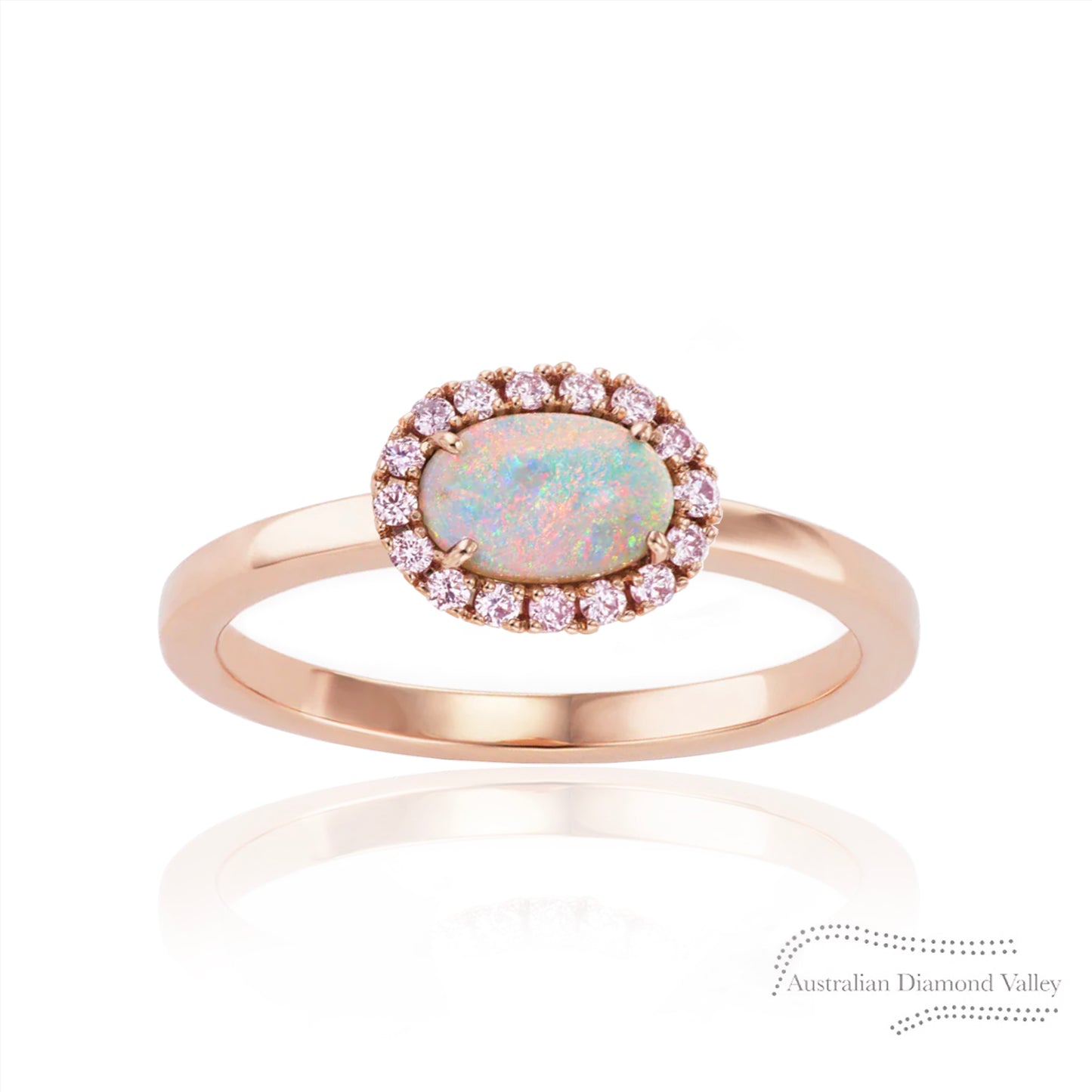 Oonah Australian Opal & Pink Argyle Australian Diamond Ring Setting