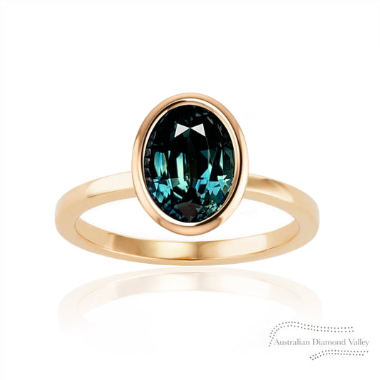 Verity Australian Teal Sapphire 18K Yellow Gold Ring