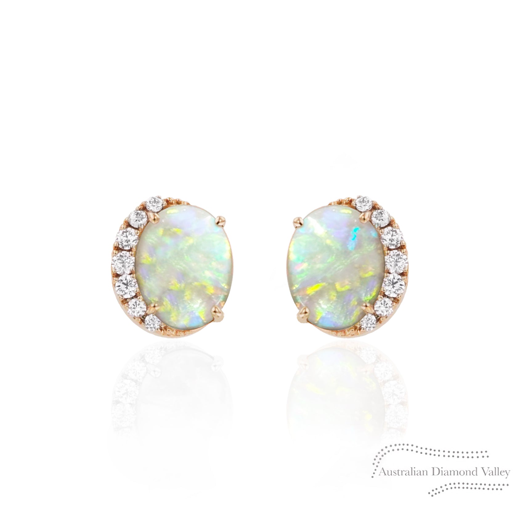 opal stud earrings australian opals with diamonds