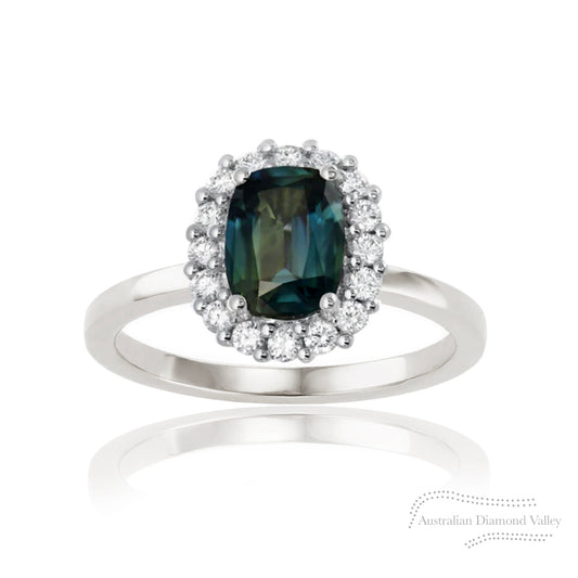 Haverly Australian Teal Sapphire 18K White Gold Ring