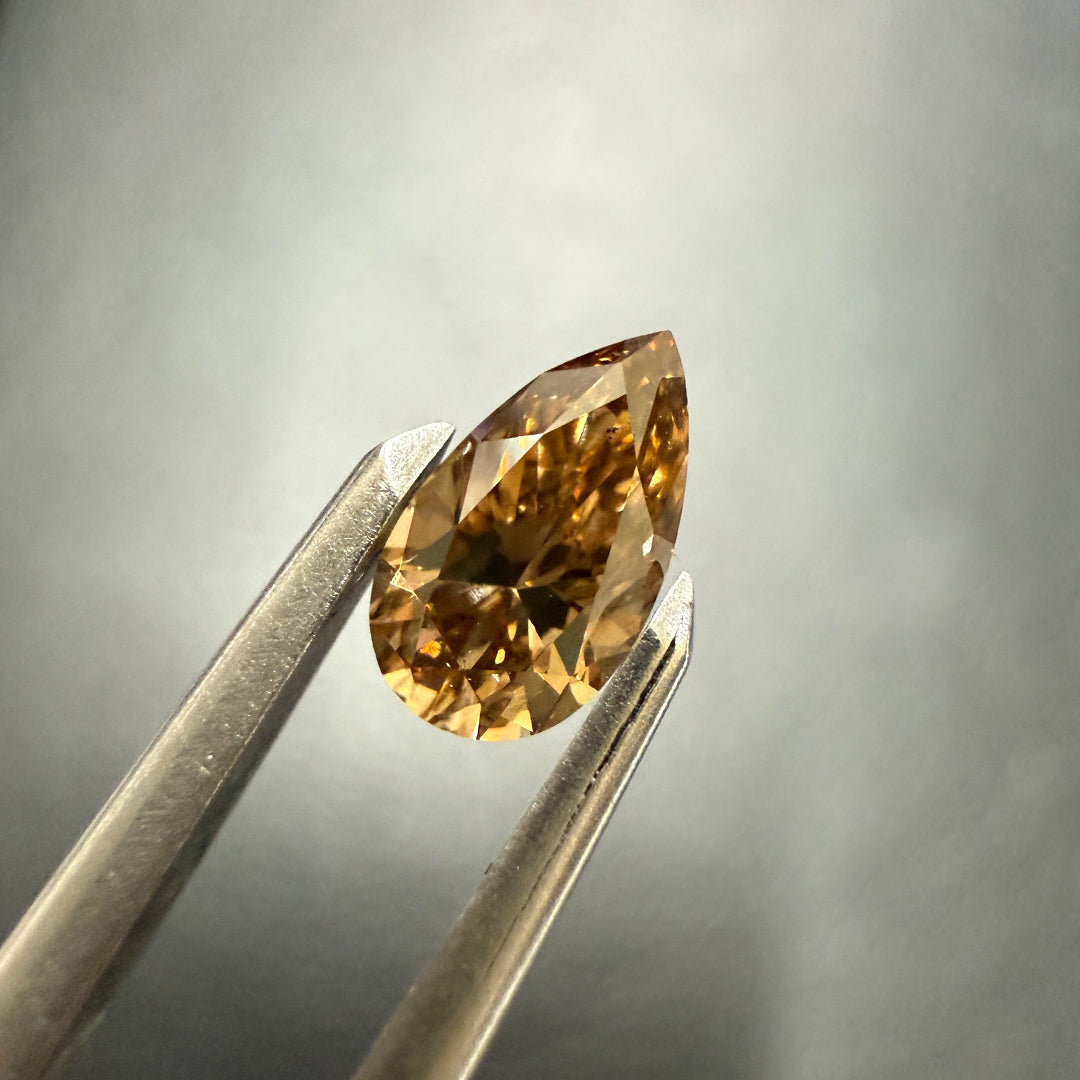 0.35ct Authentic Australian Champagne Argyle Pear Diamond - C5