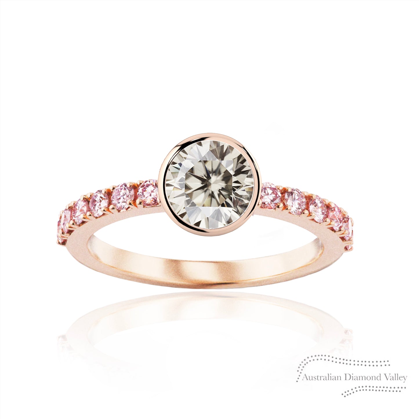 Tilly Champagne & Pink Argyle Australian Diamond Ring Setting