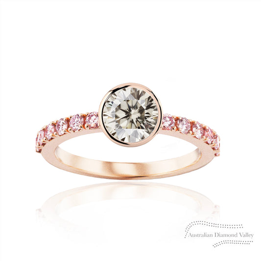 Tilly Champagne & Pink Argyle Australian Diamond Ring - C2 & 8P