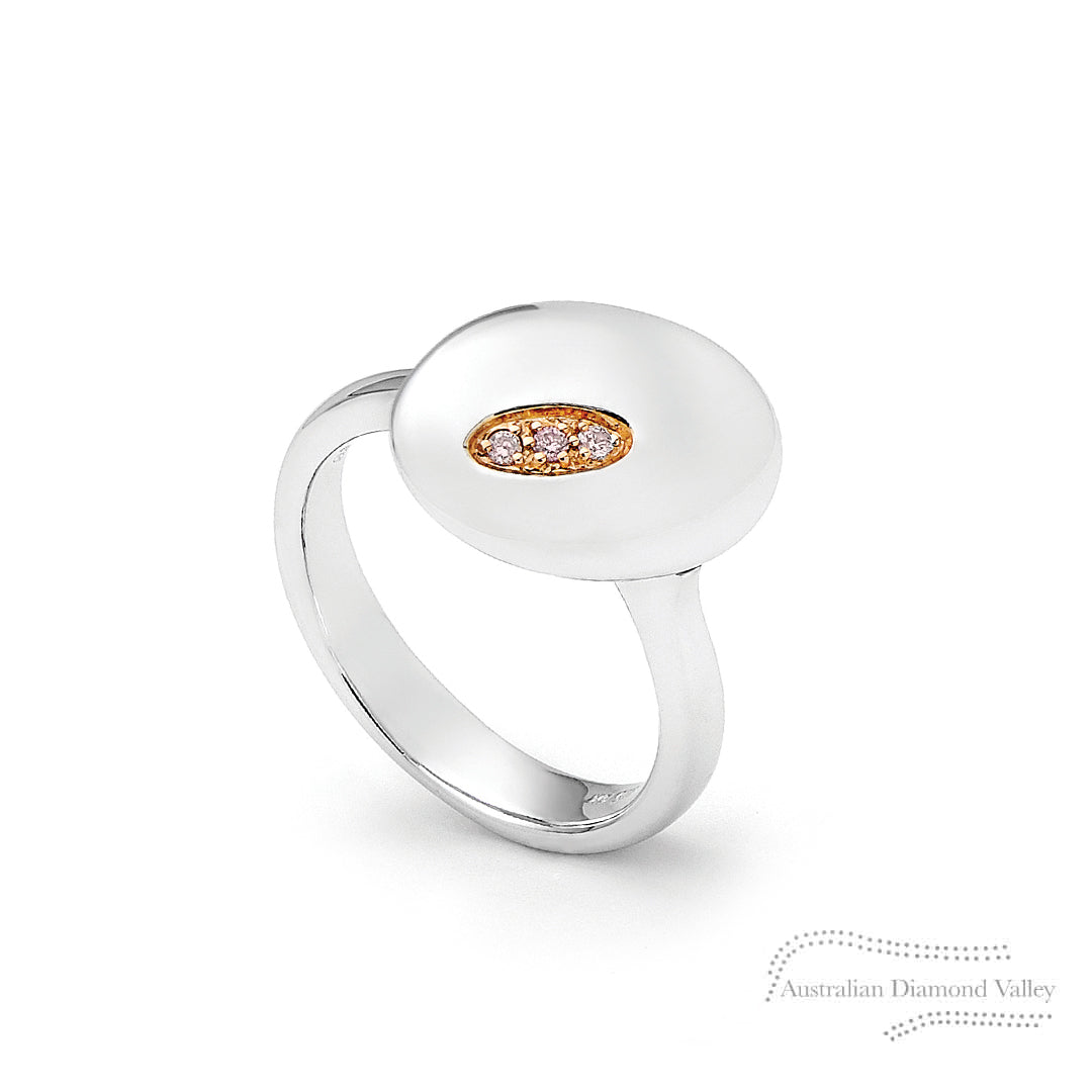 Skipping Stone Pink Diamond Silver Ring