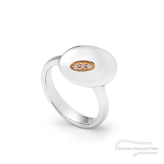 Skipping Stone Pink Diamond Silver Ring