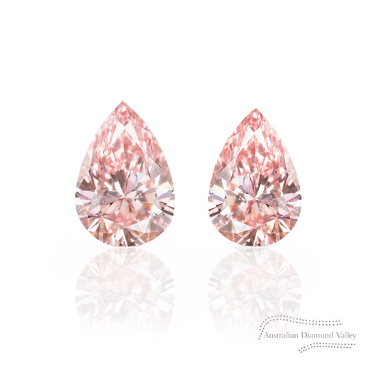 0.23ct Authentic Australian Pink Pear Cut Diamonds of Argyle Origin - Pair - 7PR