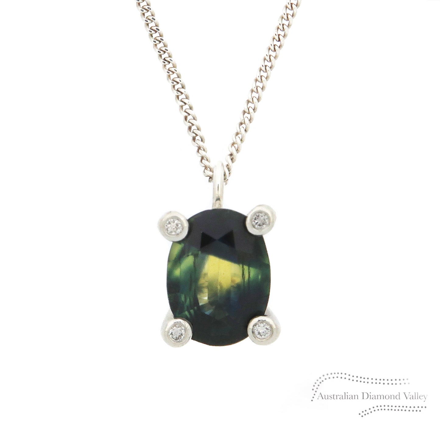 Delilah Australian Sapphire Diamonds Silver Necklace