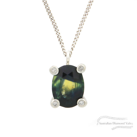 Delilah Australian Sapphire Diamonds Silver Necklace