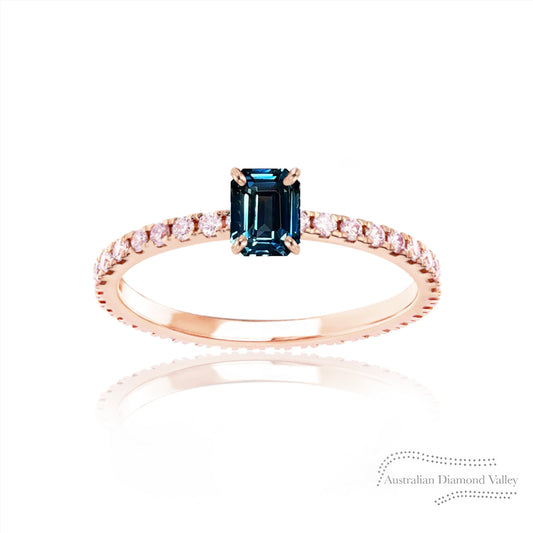 Wynne Australian Teal Sapphire & Pink Argyle Australian Diamond Ring - 8P