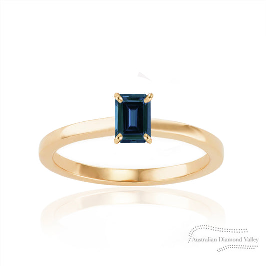 Ashmoor Australian Teal Sapphire 18K Yellow Gold Ring