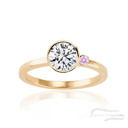 Posy White & Pink Argyle Australian Diamond Ring - F & 6P