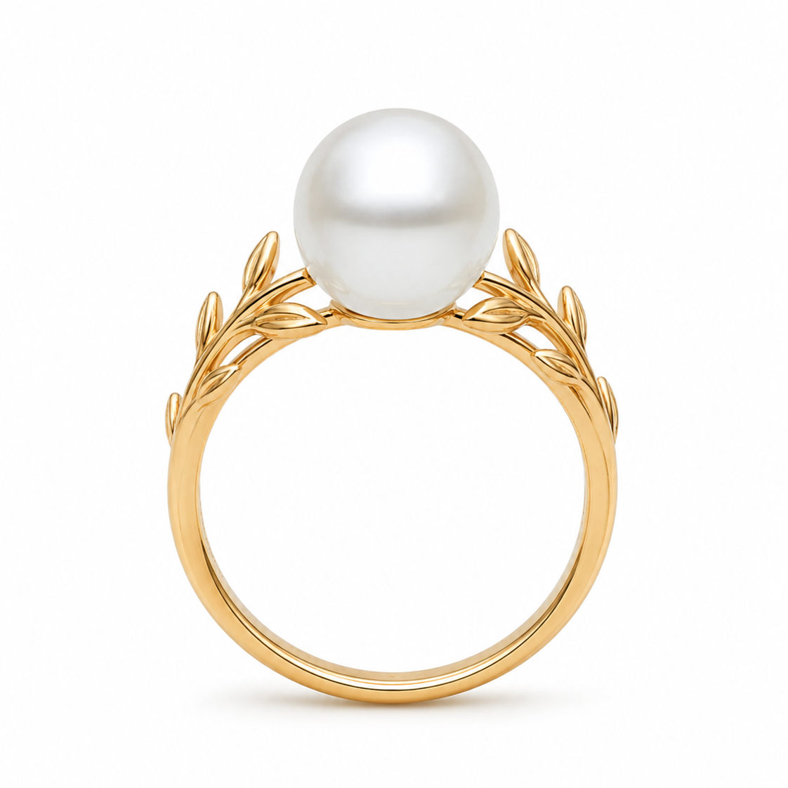 Velora Leaf Pearl Ring