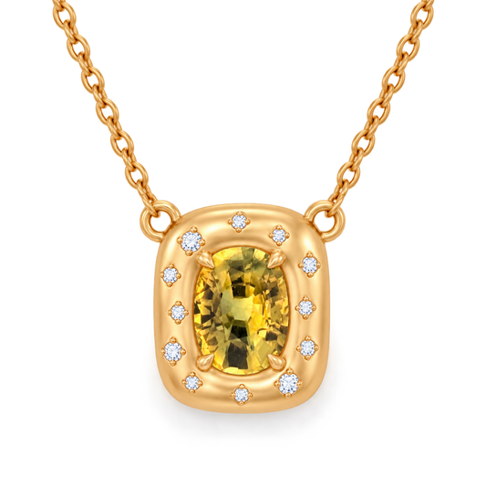 Oval Sapphire Pillow Necklace