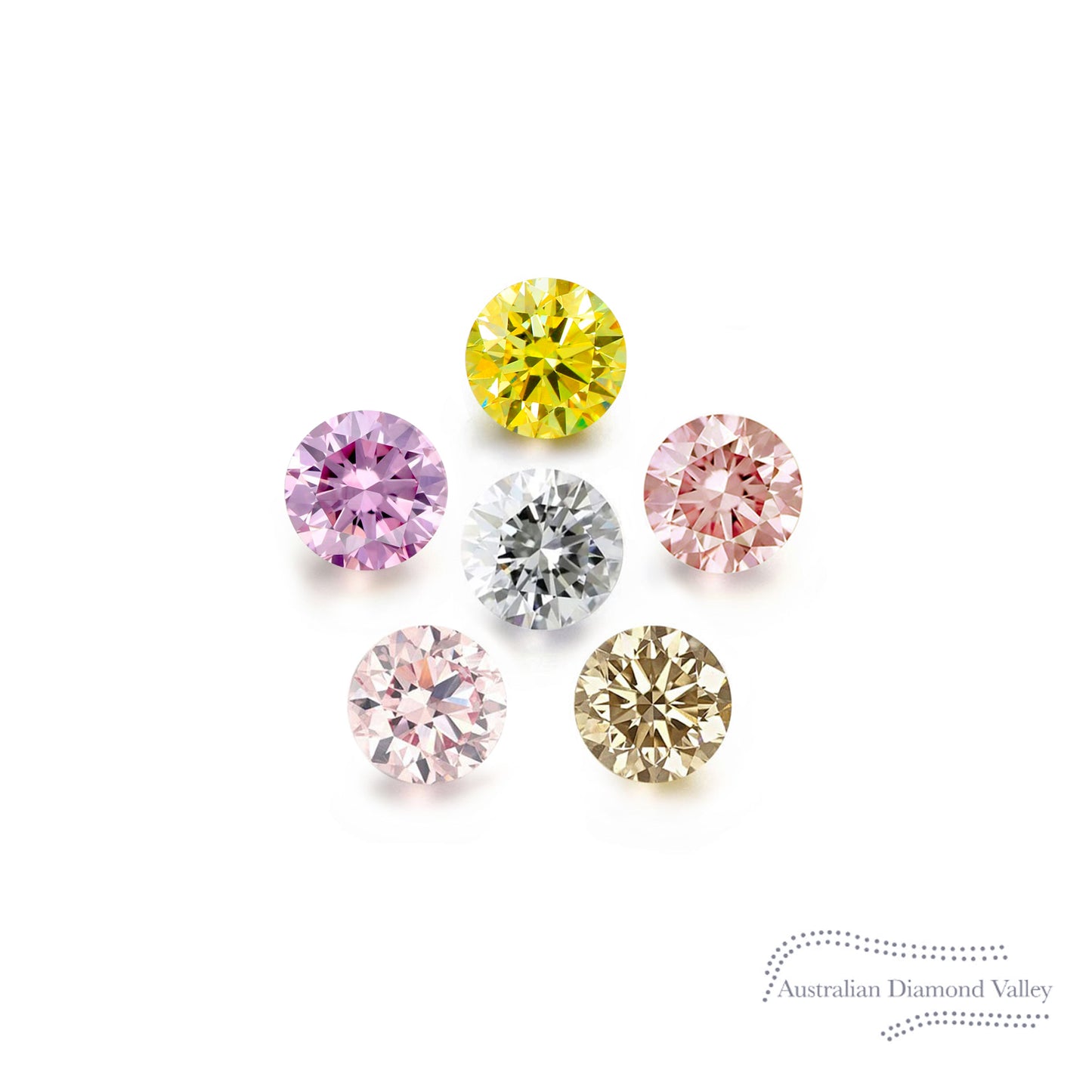 Diamond Valley Daisy 0.06ct Authentic Argyle Australian Rainbow Diamonds - Set #4