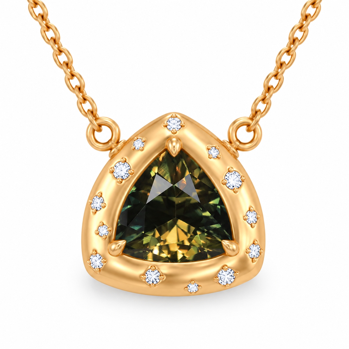 Trilliant Sapphire Pillow Necklace
