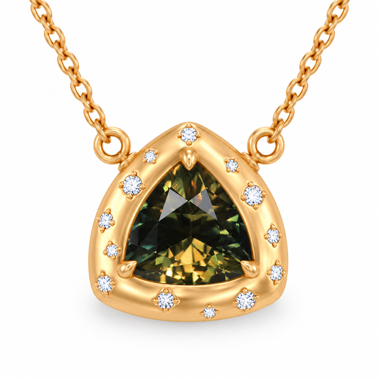 Trilliant Sapphire Pillow Necklace