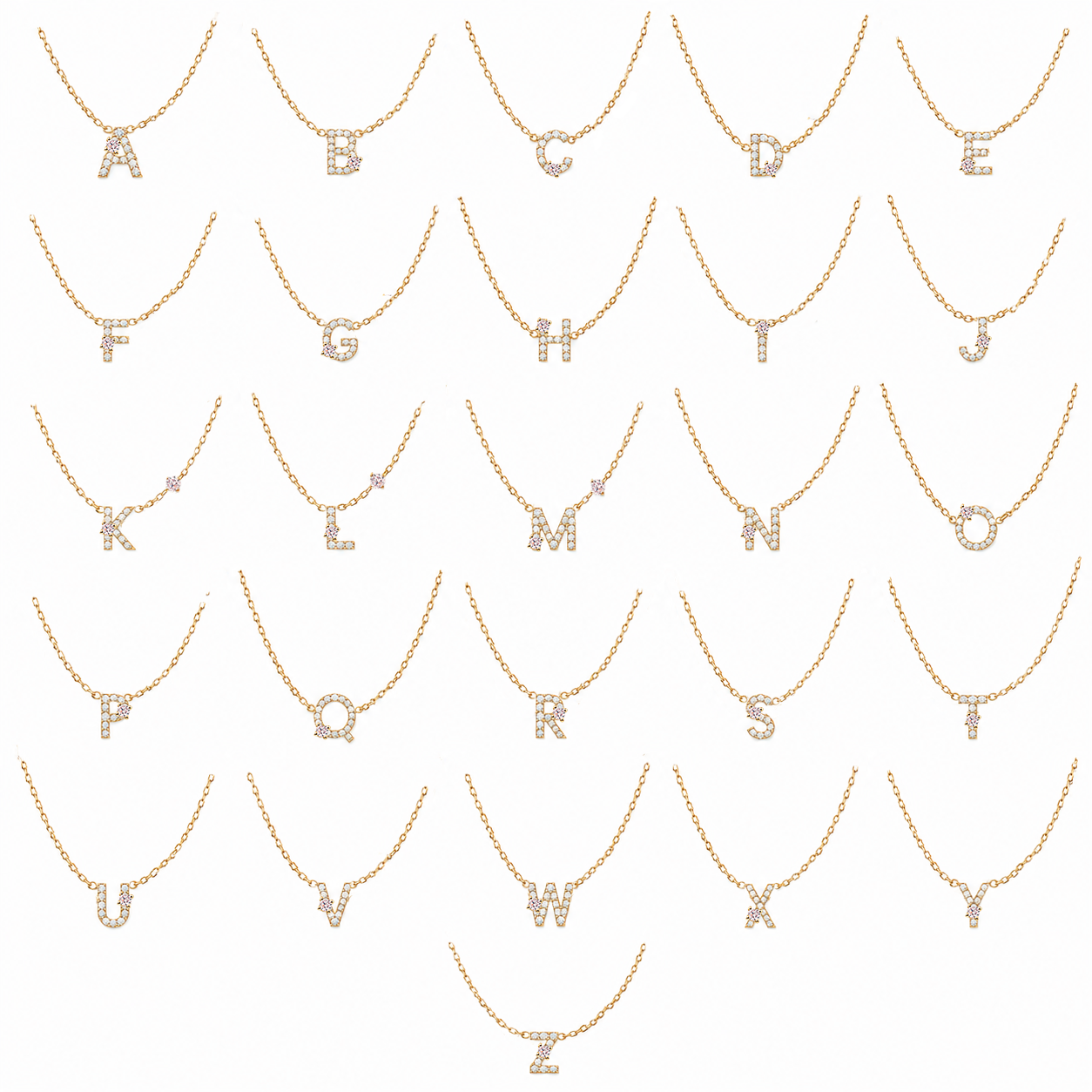 Fancy Pink Diamond Letter Necklace