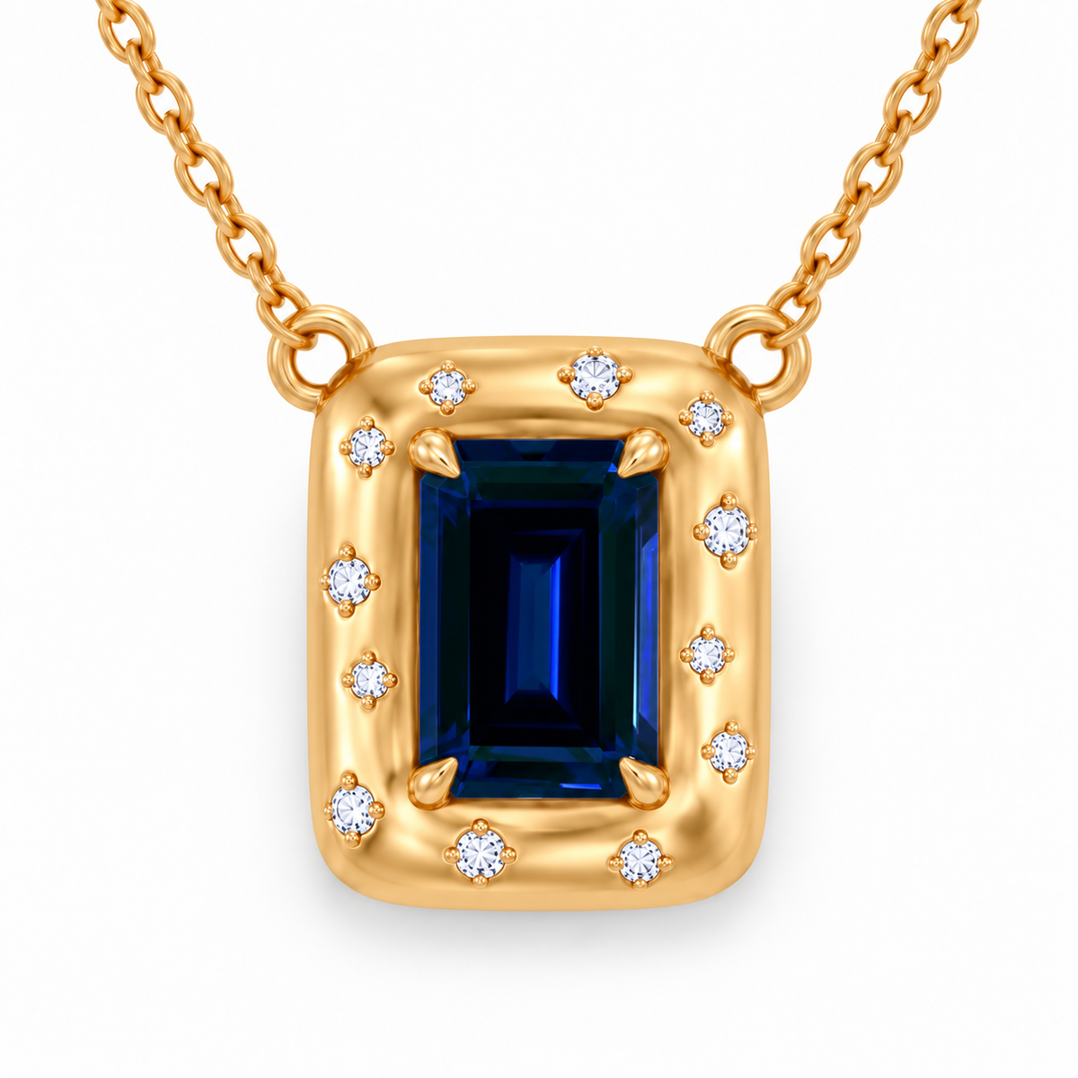 Emerald Sapphire Pillow Necklace