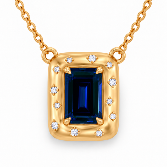 Emerald Sapphire Pillow Necklace