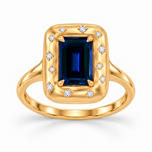 Emerald Sapphire Pillow Ring