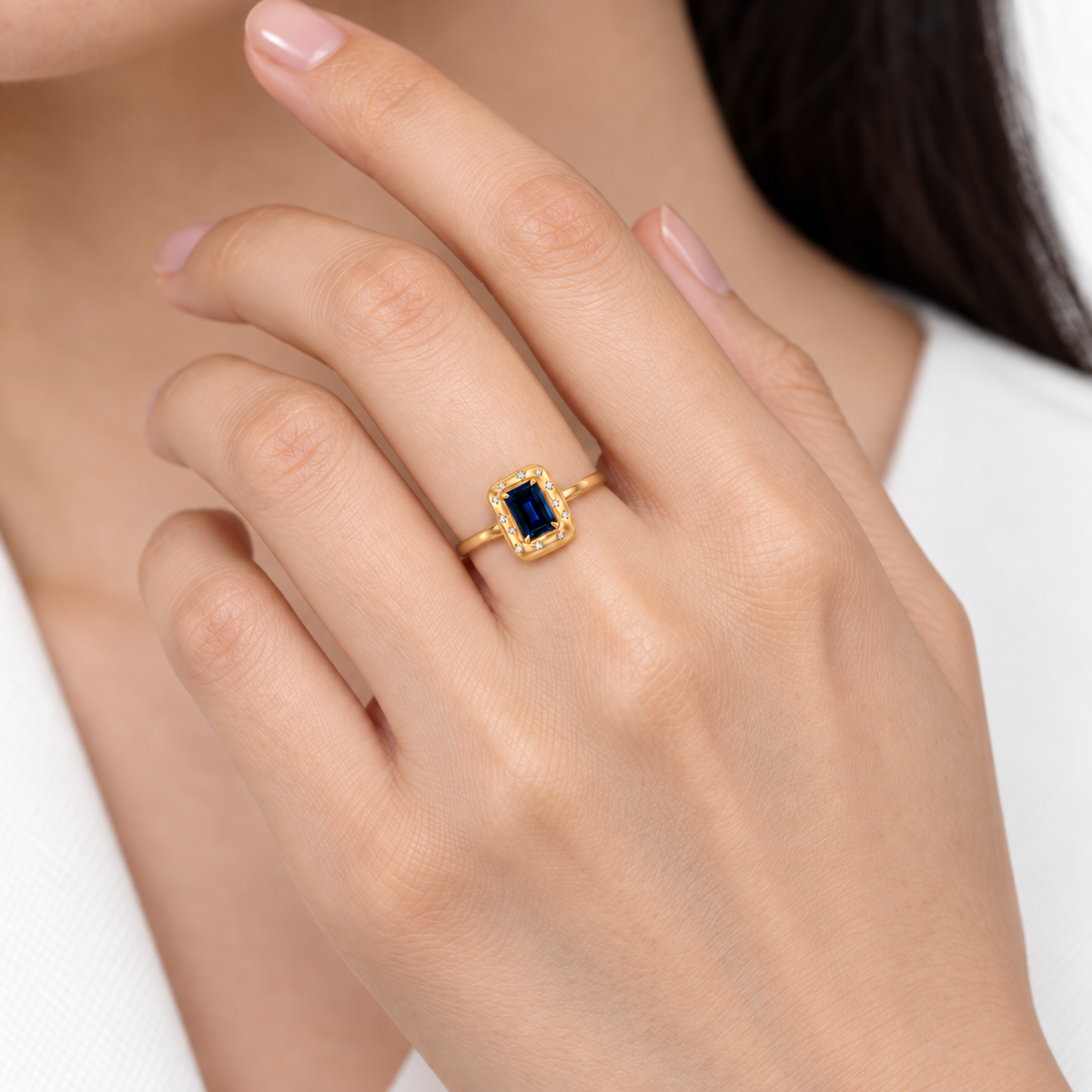 Emerald Sapphire Pillow Ring