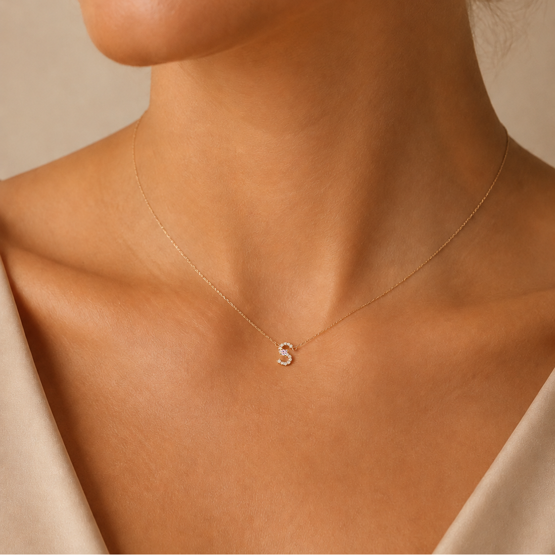 Fancy Pink Diamond Letter Necklace
