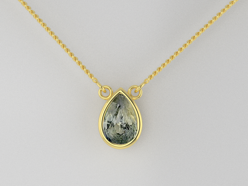Solo pear necklace-Australian Sapphire