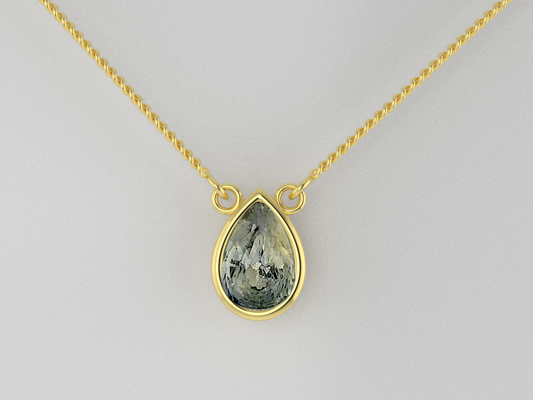 Solo pear necklace-Australian Sapphire